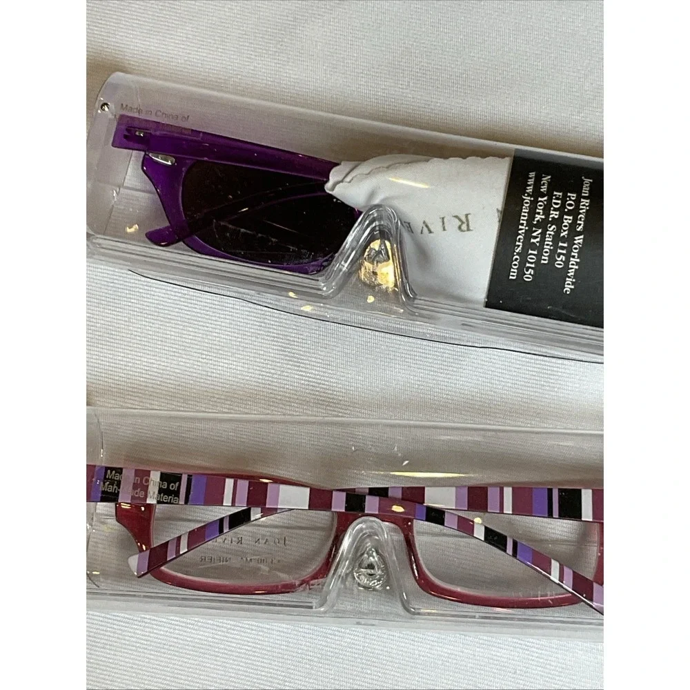 Joan Rivers High-Tech Flex Reading Glasses And Sunglasses +3.00 Purple And Red